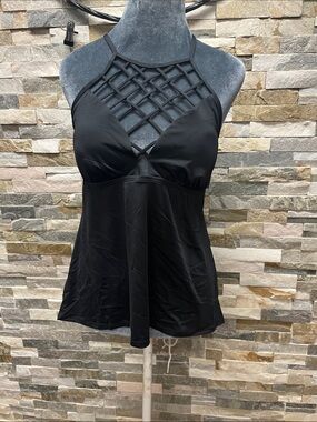 Apt. 9 Black Lattice-Halter Swim Tank